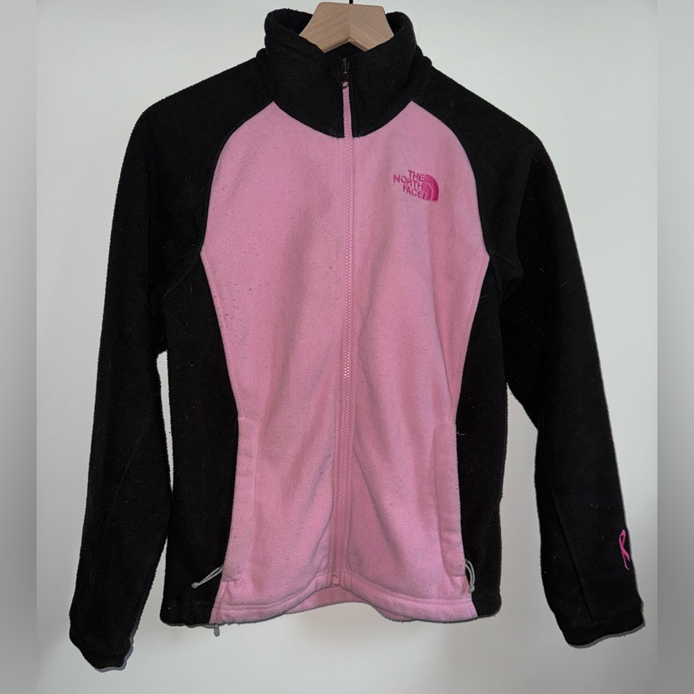 The North Face Cancer Awareness Collar Zip Up Jacket Pink/Black Women Size Small